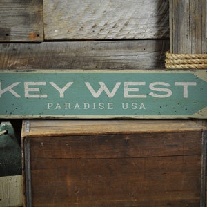 Placa do paraíso de Key West, amantes de Key West, placa de Key West, decoração de placa de praia de madeira, decoração de madeira antiga - decoração rústica de placa de madeira feita à mão
