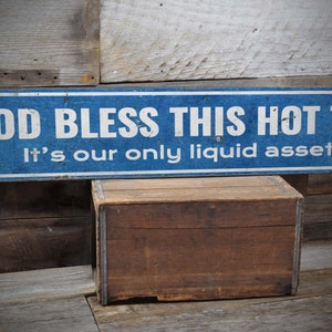 God Bless Hot Tub Sign, Backyard Tub Sign, Hot Tub Decor, Outdoor Sign, Relaxing Hot Tub, Distressed Wood Sign - Handmade Wooden Sign