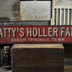 Custom Holler Farm City State Sign - Rustic Hand Made Vintage Wooden Decoration