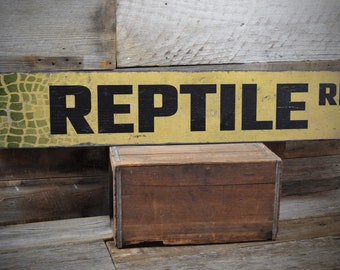 Reptil-Verkehrsschild, Reptil-Schild, Reptil-Dekor, Haus-Raum-Dekor, Zoo-Wand-Dekor, benutzerdefiniertes Straßenschild, Holzwanddekor - Vintage-Stil Schild