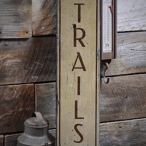 Trails Wood Sign, Rustic Trail Sign, Trail Lover Gift, Hiking Sign, Hiker Gift, Wood Trail Decor, HandMade Vintage Wooden Sign Decor