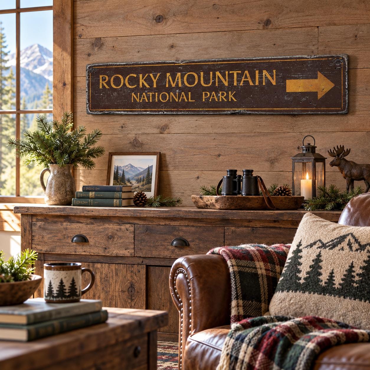 Rocky Mountain National Park Sign, Colorado Cabin Decor, Rustic