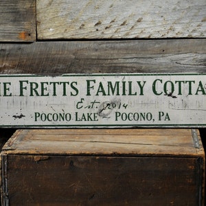 Custom Family Cottage Est Date Sign - Rustic Hand Made Distressed Wood