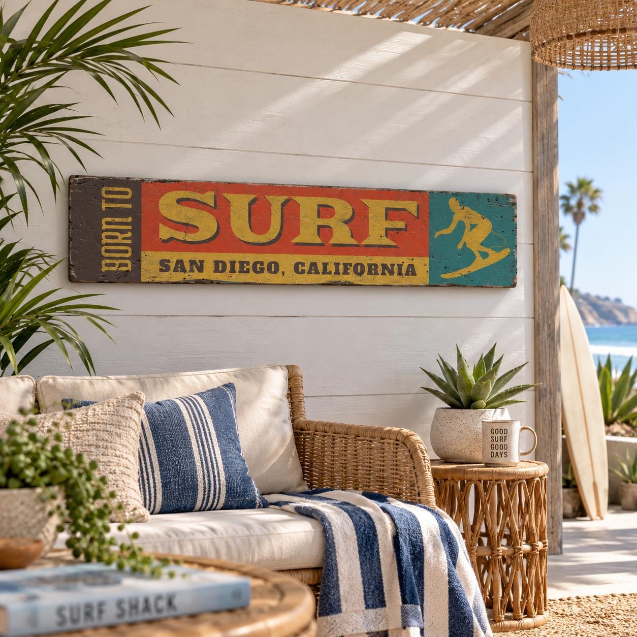 Surf Shack Sign Decor, Wooden Surfer Sign, Surfing Lover Gift, Custom House Decor, Beach Room Sign, Lodge House, Vintage Handmade Wood Sign