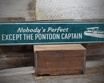 Pontoon Captain Sign, Pontoon Boat Sign, Boat Captain Gift, Lake Life Humor, Pontoon Life Decor, Rustic Pontoon Sign - Handmade Wooden Sign