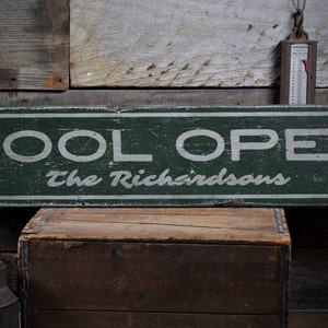 Pool Open Sign, Custom Pool Sign, Wooden Pool Sign, Pool House Sign, Backyard Patio Decor - Rustic Hand Made Vintage Wooden Sign For Pools