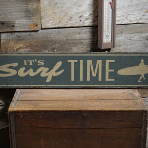 Surfer Time Signs, Wooden Surfers Decor, Wall Surfer Gift, Custom Ocean Decor, Beach Room Sign, Beach House, Vintage Handmade Wood Sign