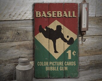 Bubble Gum Baseball Sign, Baseball Sign, American Sport Sign, Wood Baseball Sign, Wood Sign - Rustic Hand Made Vintage Wooden Decor