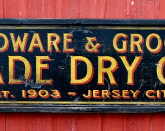 Hardware & Grocery - Personalized Dry Goods Wood Sign - Rustic Hand Made Vintage Wooden Sign Decorations