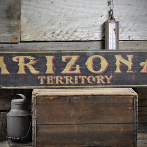 Distressed Arizona Territory Sign, Arizona Sign Decoration, Desert Decor, Decor For Arizona - Rustic Hand Made Vintage Wooden Decoration