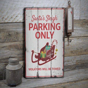 Sleigh Parking Only, Christmas Parking, Santa Sleigh, Holiday Lover Decor, Wooden Sale Decor, Wooden Wall Decor - Wooden Old Sign
