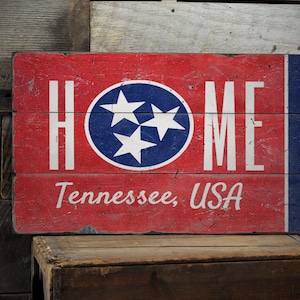Cartello con la casa del Tennessee, cartello con la bandiera del Tennessee, cartelli con gli stati degli Stati Uniti, decorazioni del Tennessee, cartello regalo del Tennessee, cartello in stile vintage, cartello in legno fatto a mano