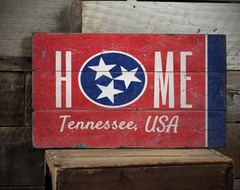 Tennessee Home Sign, Tennessee Flag Sign, US State Signs, Tennessee Decor, Tennessee Gift Sign, Vintage Looking Sign, Handmade Wooden Sign