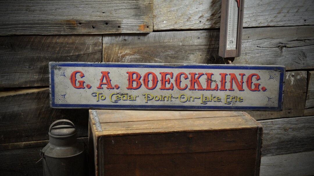 Lake Erie G A Boeckling Ferry Boat Sign Rustic Hand Made Vintage Wooden