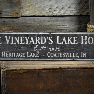 Custom Family Lake House Sign - Distressed Rustic Hand Made Vintage Wooden Decor