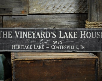 Custom Family Lake House Sign Rustic Hand Made Vintage | Etsy