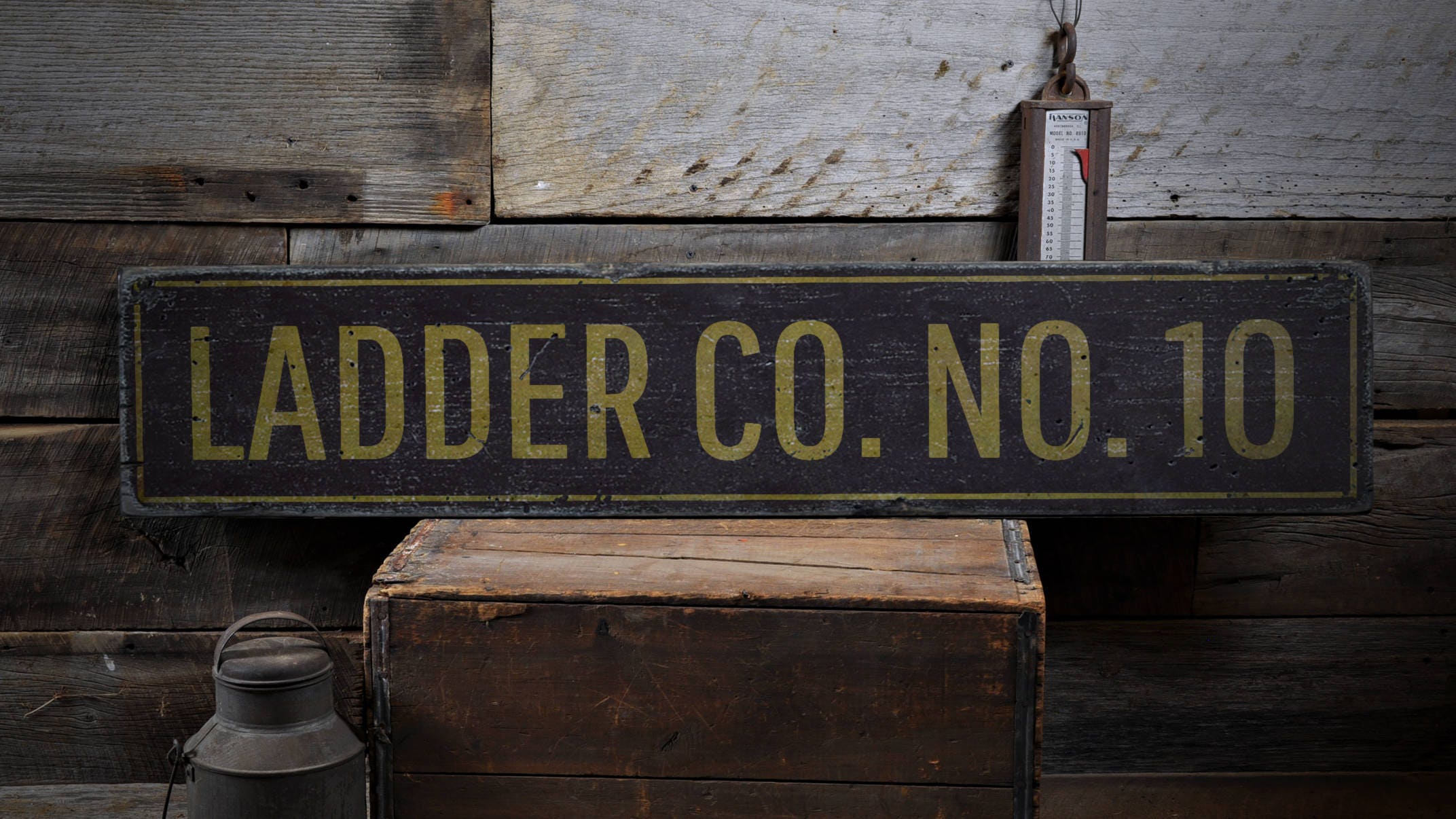 Custom Ladder Signs Ladder Co Sign, Wood Ladder Decor, Ladder Number Sign, Custom Fireman ...