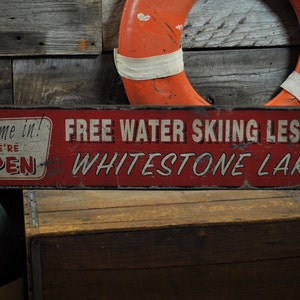 Lake House Sign, Rustic Wooden Water Ski Decor