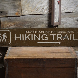 Hiking Trail Sign, Wooden Hiking Sign, Hikers Gift, Lodge Decor, Wooden Sign, Hiking Lover Room, Rustic Handmade Wood Sign Decor
