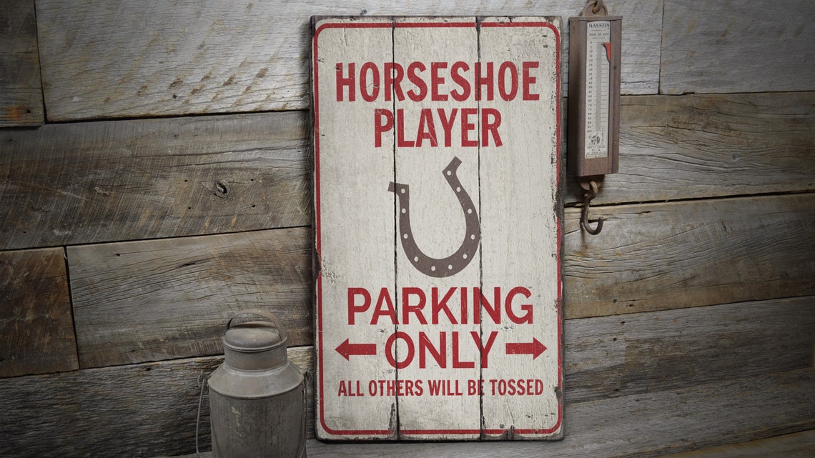 Horseshoe Parking Sign Wooden Horseshoe Sign Wood Game Sign Etsy