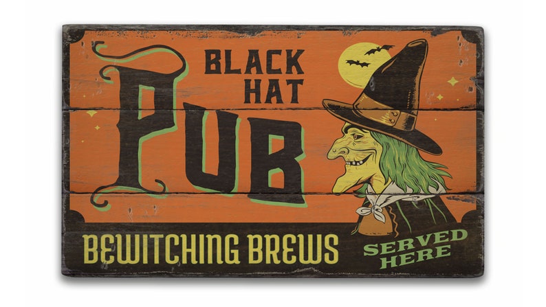 Black Hat Pubs, Witch Brewing Decor, Halloween Decor, Witch Brewing ...