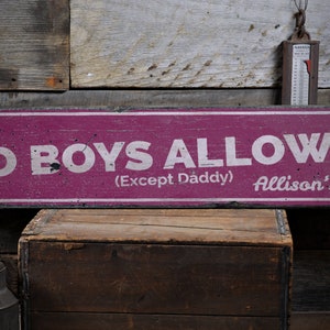No Boys Allowed Wood Sign, Girls Room Sign, Daddy&#39;s Little Girl, Little Girl Gift, Girl Room Decor, Rustic Handmade Wood Sign Decor Gifts