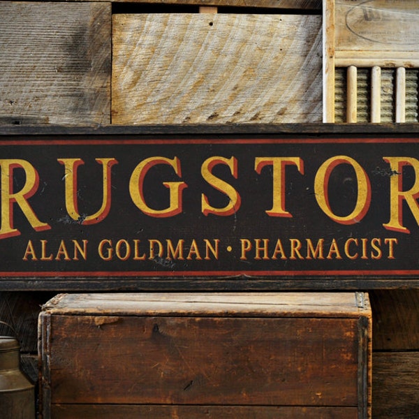 Custom Drugstore Pharmacist Sign - Rustic Hand Made Vintage Wooden Sign