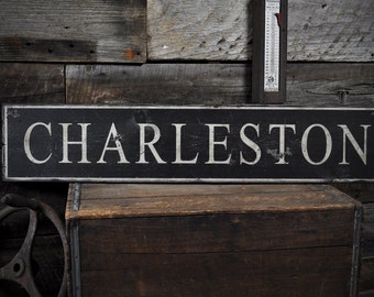 Personalized City Wood Sign - Rustic Hand Made Vintage Wooden