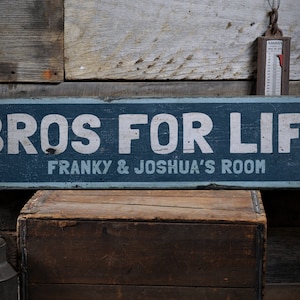 Bros For Life Wood Sign, Brothers Room Decor, Custom Name Sign, Gift for Brother, Little Boy Gift, Rustic Handmade Wood Sign
