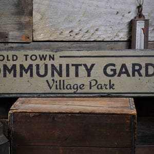 Community Garden Sign, Old Town Wood Sign, Garden Decor, Garden Location Sign, Custom Garden Gift, HandMade Vintage Wood Sign