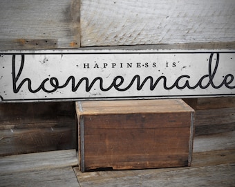 Happiness Is Homemade Sign, Farmhouse Decor, Happiness Sign, Kitchen Wall Decor, Home Decor, Farmhouse Kitchen - Rustic Handmade Wooden Sign