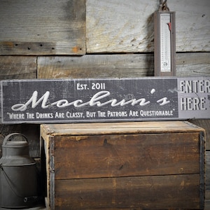 Custom Family Bar, Pub, Wine Sign - Rustic Hand Made Vintage Wooden