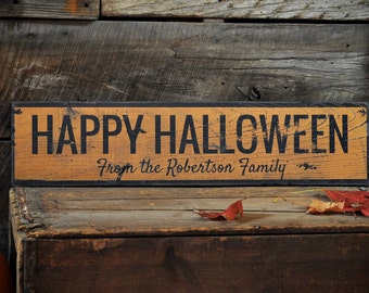 Handcrafted Happy Halloween Wooden Sign, Fall Porch Decor