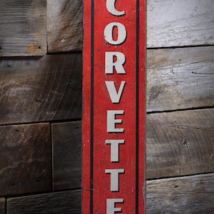 Dad&#39;s Corvette Garage Sign, Personalized Gift, Man Cave Decor, Garage Decor, Corvette Gifts, Rustic Garage Decor - Handmade Wooden Sign