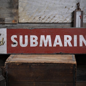 Submarine Sandwich, Sandwich Sign, Oven Baked Subs, Sub Sandwich Sign, Oven Baked Subs, Sandwich - Rustic Hand Made Wooden Sign Decoration