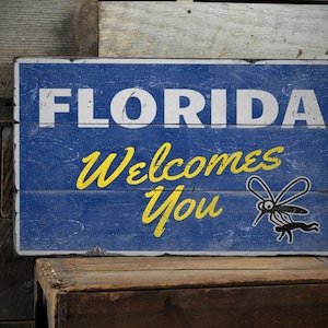 Florida Welcome Sign, State Of Florida, Florida Wall Decor, Sunshine State, Florida Gifts, Aged Wood Sign - Handmade Wooden Sign