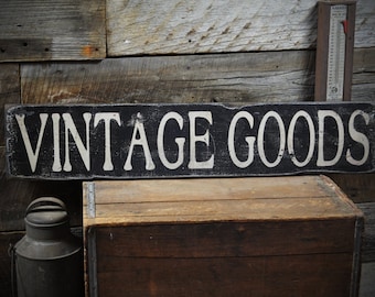 Vintage Goods Distressed Wood Sign - Rustic Hand Made Vintage Wooden House Decorations