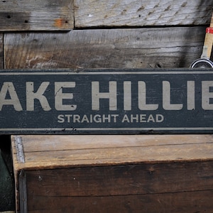 Lake House Sign, Lake Decor, Lake Life, Lake Lover, Custom Lake Sign, Direction Sign, Lake Gift, Handmade Vintage Wood Sign Decor