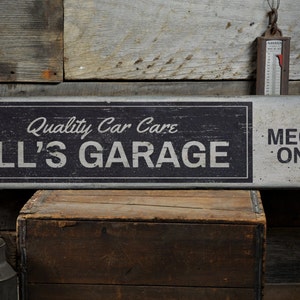 Mechanic On Duty Wood Sign, Personalized Shop Owner Name Quality Car Care Garage Decor - Rustic Hand Made Vintage Wooden Sign Decor