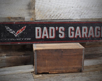 Letrero personalizado para garaje de Corvette, decoración rústica de Chevy, letrero de madera hecho a mano