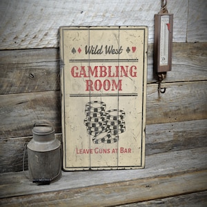 Gambling Room Sign, Poker Room Decor, Poker Sign, Pub Bar Sign, Saloon Sign, Poker Wall Decor, Old Wooden Sign - Rustic Look Sign