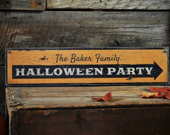 Custom Halloween Party Sign, Rustic Wooden Wall Decor