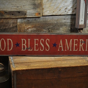 God Bless America - Stars Wood Sign - Rustic Hand Made Vintage Wooden Sign