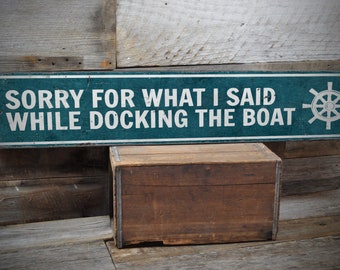 Docking The Boat Sign, Funny Boating Sign, Boating Humor, Boat Owner Gift, Dads Boat Decor, Rustic Boat Sign - Handmade Wooden Sign