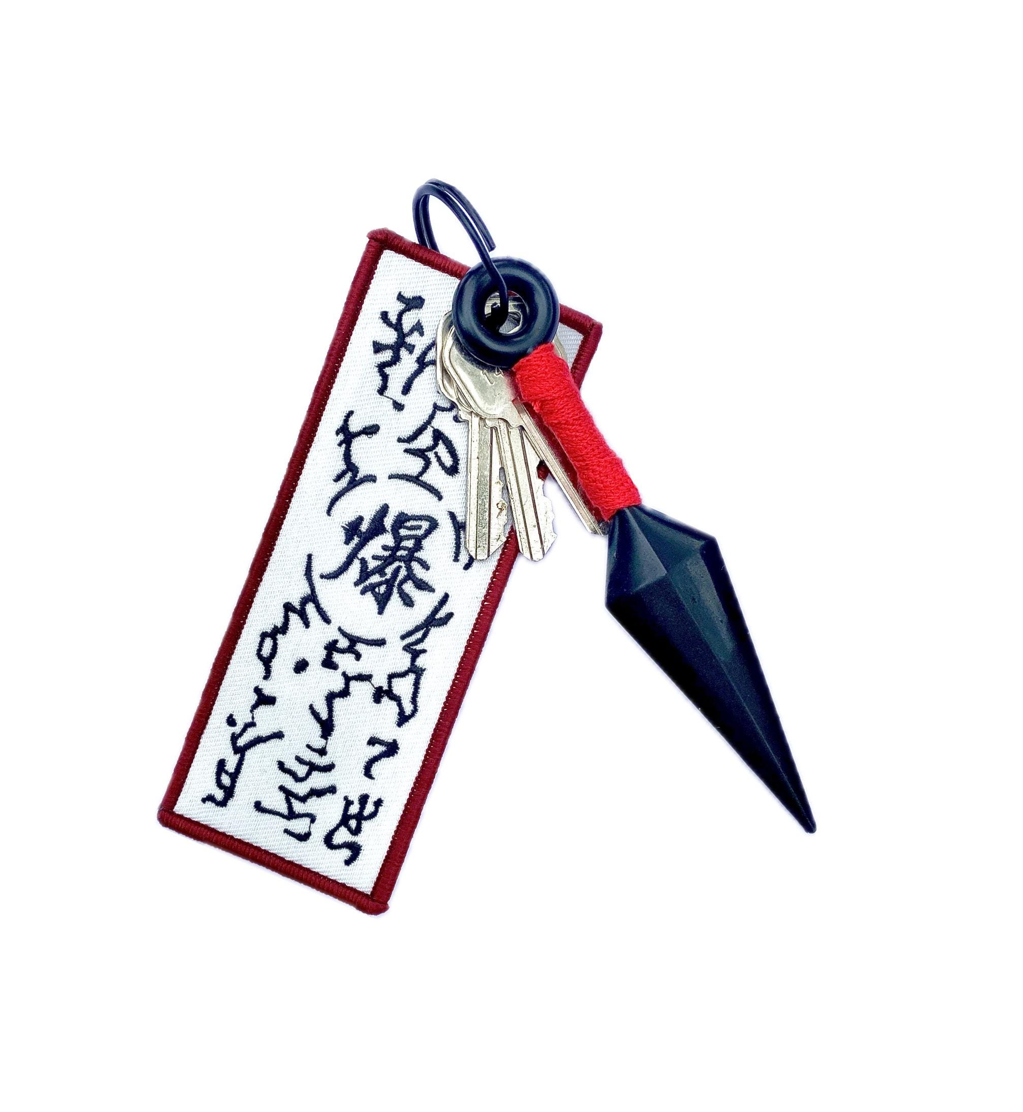Anime Paper Bomb Seal Double Sided Embroidered Jet Tag Keychain