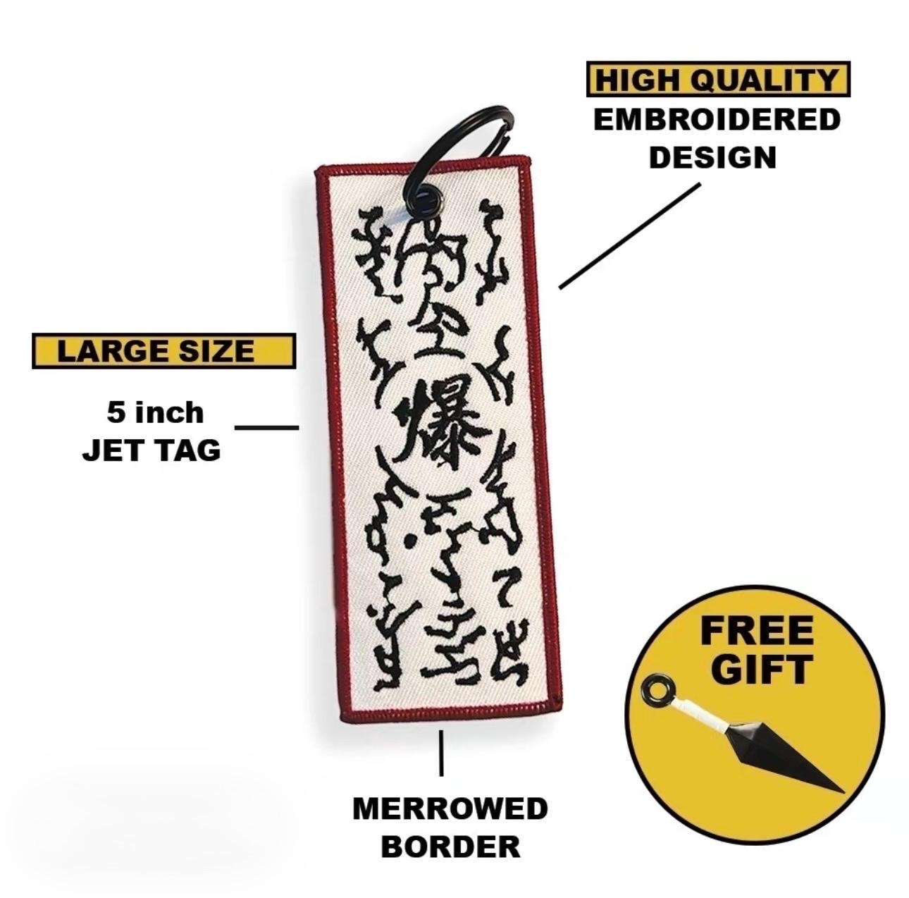 Anime Paper Bomb Seal Double Sided Embroidered Jet Tag Keychain