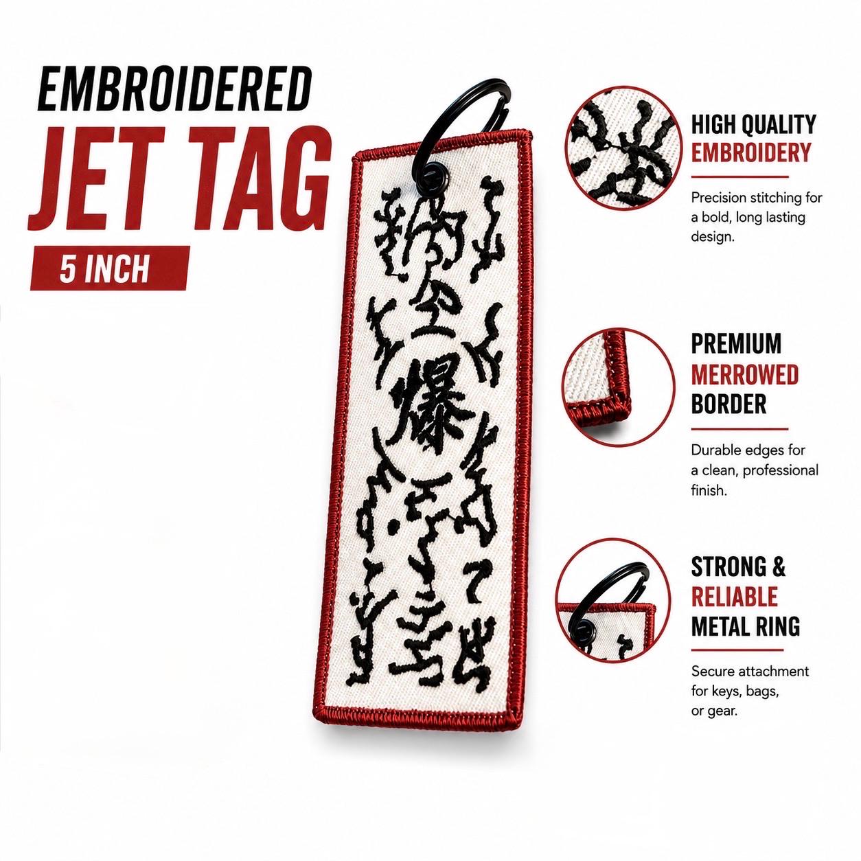 Anime Paper Bomb Seal Double Sided Embroidered Jet Tag Keychain