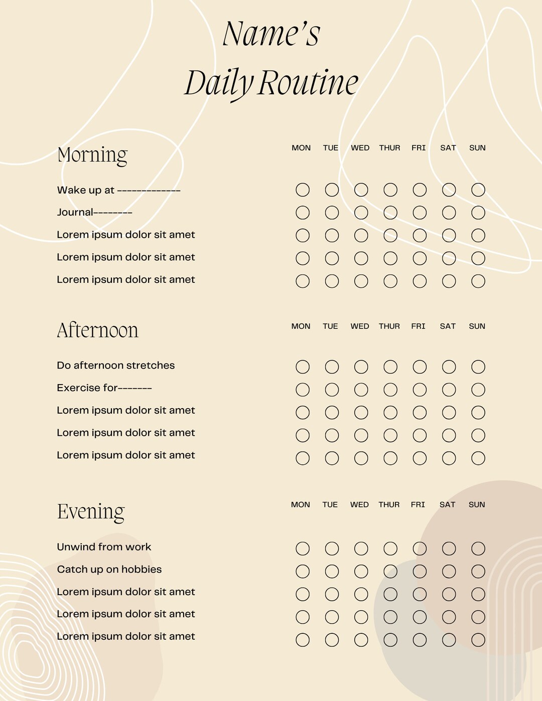 Customisable DAILY ROUTINE TRACKER - Etsy