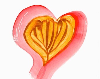 Valentines Day, Printable, Art, Red Heart, Heart Digital, gold heart, Home Decor, Nursery Art, Watercolor Print, Acrylic print Sandy Short