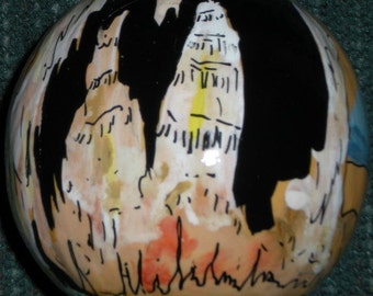 Carlsbad Caverns, New Mexico Hand-Painted Gourd Christmas Ornament Santa Fe, New Mexico Artist Sandy Short, www.handpaintedgourds.com